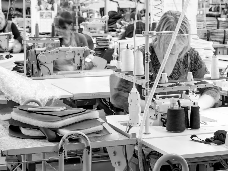 Sewing workstation on the Tututis Textil production floor